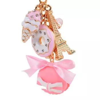 Прекрасный сплав Эйфелева башня смолы миндальное печенье сладости брелок для ключей украшения розовый