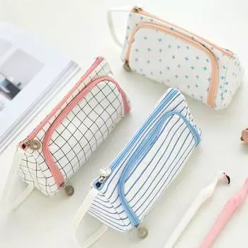 Прекрасный унисекс студенческий пенал с линейкой, холщовая сумка для хранения, органайзер