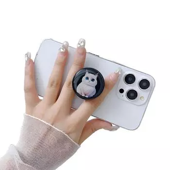 Премиальная черная 3D-наклейка на спину котенка и выдвижная настольная подставка для телефонов и планшетов model 03 чёрный