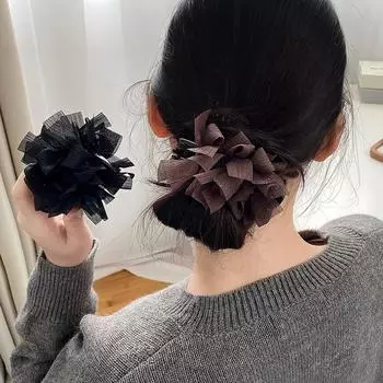 Премиальная двухсторонняя заколка для волос с пузырчатой сеткой: Головной убор принцессы-феи с бантом чёрный