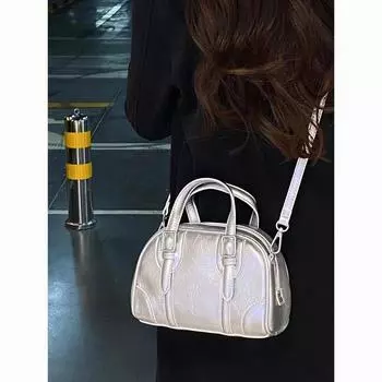 Премиальная фактурная сумка нишевая серебристая сумка Бостон сумка-подушка переносная сумка-мессенджер маленькая квадратная сумка новая маленькая сумка серебряный