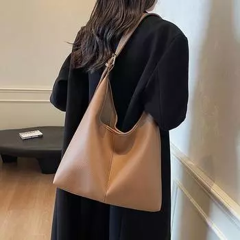 Премиальная фактурная сумка-тоут Merad женская осень и зима 2024 сумка через плечо большая вместительная сумка-ведро чёрный