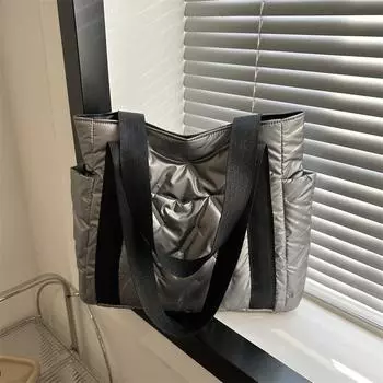 Премиальная фактурная сумка женская новая большая вместительная модная зимняя перламутровая хлопковая сумка через плечо сумка для поездок на работу белый