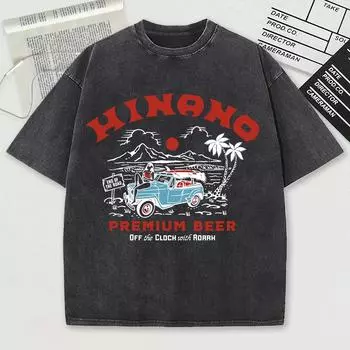 Премиальная футболка с принтом пива, с эффектом снежной стирки, мужская, летняя, удобная, выстиранная, повседневная, свободная, шорты, мягкая хлопковая одежда S