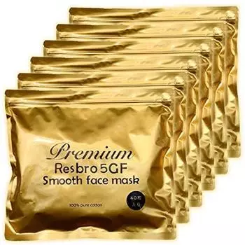 Премиальная гладкая маска для лица Resbro 5GF 240 шт. x 6 (40 мешков)