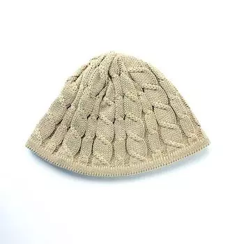 Премиальная хлопковая исламская шапка с косами, исламская кепка с часами, исламская кепка, исламская кепка с мелким узором «косы», мужская осенне-зимняя шапка (M бежевый