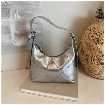 Премиальная иностранная нишевая ретро-сумка женская летняя 2024 года, новая универсальная сумка на одно плечо подмышкой, ручная сумка серебряный