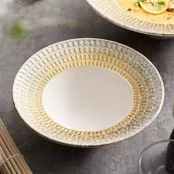 Премиальная керамическая салатница Золотая сетка Высококачественная столовая посуда Ресторанная коммерческая концепция Соломенная шляпа Чаша Глубокая тарелка в скандинавском стиле
