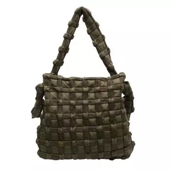 Премиальная клетчатая вышитая нитью ленивая хлопковая сумка для одежды 2024 года новая большая вместительная мягкая сумка-пуховик повседневная сумка через плечо чёрный