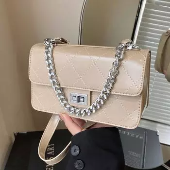 Премиальная маленькая сумка Fragrant Wind Rhombus Chain, женская маленькая квадратная сумка с замком, переносная сумка через плечо красный