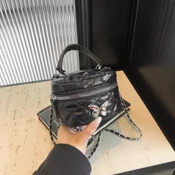 Премиальная маленькая сумка-мессенджер для женщин 2024 года, новая модная сумка через плечо, универсальная, с ромбовидной бабочкой, маленькая квадратная сумка чёрный