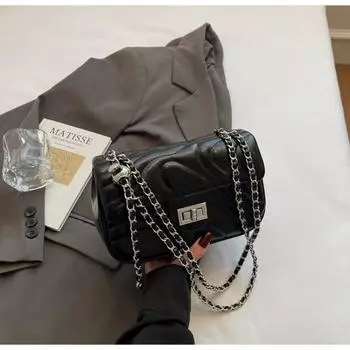 Премиальная маленькая сумка, новая летняя универсальная цепочка, на плечо, сумка-мессенджер, маленькая квадратная сумка. чёрный