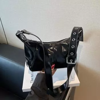 Премиальная маленькая сумка женская 2025 новая мода универсальная на плечо подмышку сумка универсальная сумка-мессенджер сумка-пельмень чёрный