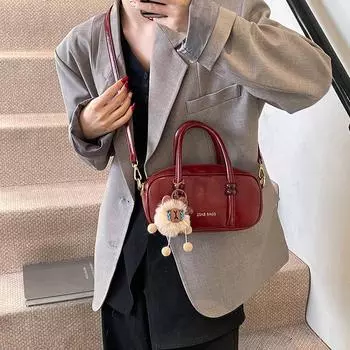 Премиальная масляно-вощеная кожаная ретро-сумка, женская зимняя универсальная сумка-мессенджер, переносная сумка для боулинга no pendant красный