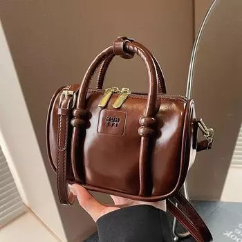 Премиальная масляно-вощеная кожаная ретро-сумка, женская зимняя универсальная сумка-мессенджер, переносная сумка для боулинга красный