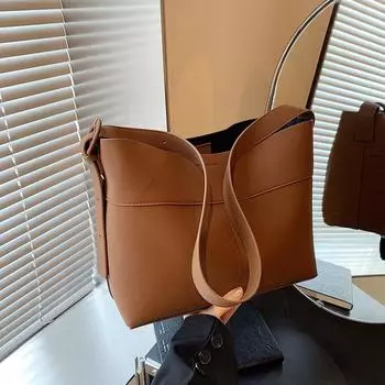 Премиальная матовая сумка-мессенджер женская ретро минималистская сумка через плечо сумка-ведро для поездок на работу 32*13*25 коричневый