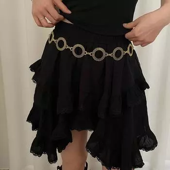 Премиальная металлическая цепочка на талию с кольцами, женственность, цепочка для платья/юбки, декоративный текстурированный пояс золотой