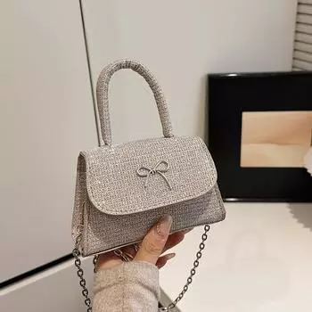 Премиальная мини-сумка женская летняя новая сумка через плечо с яркой бриллиантовой цепочкой 2025 года чёрный