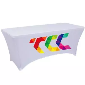 Премиальная однотонная эластичная скатерть с защитой от морщин для свадеб, вечеринок, конференций, выставок 4FT (122*65*75cm) 350g белый
