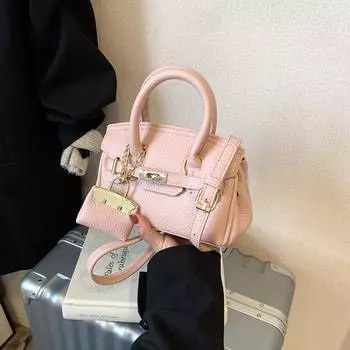 Премиальная платиновая сумка-сумка женская осенне-зимняя модная универсальная сумка-мессенджер в иностранном стиле для поездок на работу Small 19.5 * 9.5 * 13.5 темно-розовый