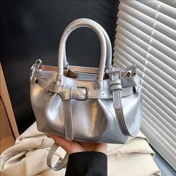 Премиальная плиссированная женская сумка-ведро, модная повседневная универсальная сумка-мессенджер красный