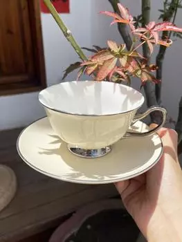 Премиальная подарочная коробка Изысканный керамический набор кофейных чашек Кофейная посуда Чайная утварь Чашки Кружка Кухня Столовая Бар Дом Сад 200ml серый