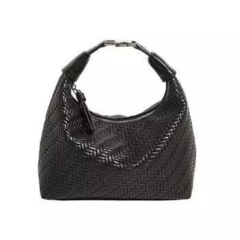 Премиальная ретро портативная сумка-мессенджер большой вместимости женская новая модная плетеная сумка-тоут универсальная сумка через плечо чёрный