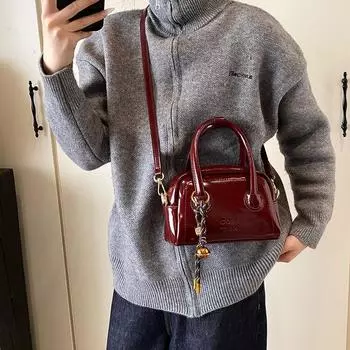 Премиальная ретро сумка из вощеной кожи с масляным покрытием, женская зимняя универсальная сумка-мессенджер, портативная сумка Boston no pendant красный