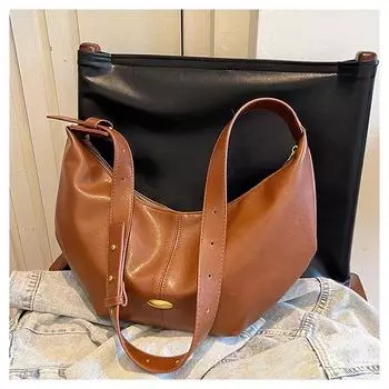 Премиальная ретро сумка-мессенджер большой вместимости женская 2024 новая простая сумка-пельмень повседневная сумка через плечо для поездок на работу чёрный