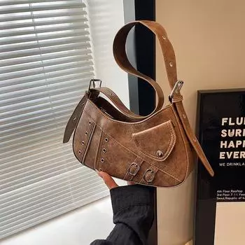 Премиальная ретро сумка-мессенджер женская трендовая сумка в стиле панк-локомотив модная универсальная сумка через плечо 28*7*15 хаки