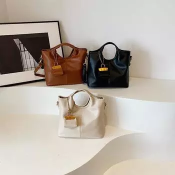 Премиальная ретро сумка-ведро для женщин 2024 года, новая осенне-зимняя универсальная модная сумка-мессенджер для поездок на работу через плечо 32*10.5*22