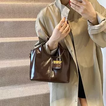 Премиальная ретро сумка-ведро для женщин 2024 года, новая осенне-зимняя универсальная модная сумка-мессенджер для поездок на работу через плечо чёрный