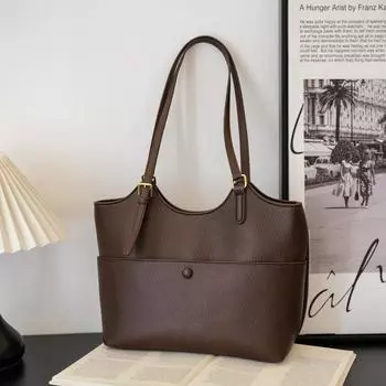 Премиальная ретро-сумка женская, популярная на каждый день, наплечная сумка с текстурой, большая вместимость, большая сумка коричневый