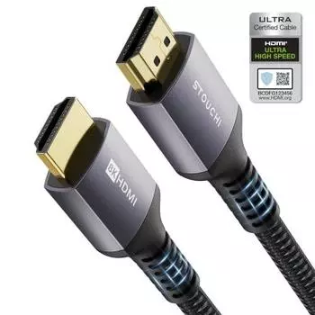 [Премиальная сертификация HDMI] Кабель HDMI Stouchi 3M HDMI2.1 48 Гбит/с сверхвысокая скорость ??10K 8K@60Hz 4K@144Hz 120Hz [Тройная нейлоновая оплетка/Алюминиевый сплав/Золото