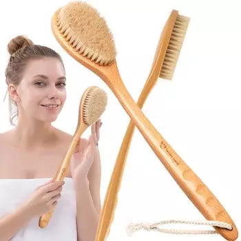 Премиальная сухая щетка для купания и лимфотока, длинная ручка, щетка для душа, легкая деревянная щетка dodi, длинная, для подавления пигментации меланина