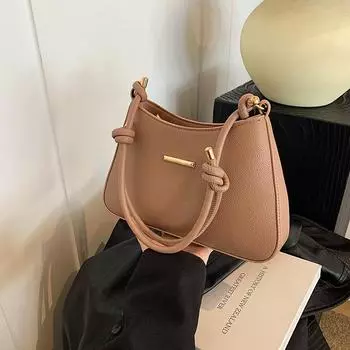 Премиальная сумка 2025 года, модная женская сумка, простая и универсальная сумка через плечо, текстурированная сумка под мышкой коричневый