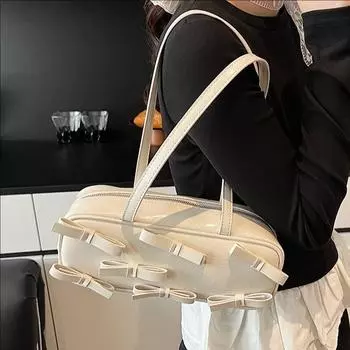 Премиальная сумка-бантик женская универсальная простая сумка через плечо подмышкой розовый