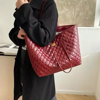 Премиальная сумка большой вместимости, женская зимняя модная сумка-тоут Diamond красный