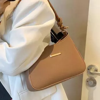 Премиальная сумка через плечо на одну руку, женская модная сумка-багет в иностранном стиле, женская универсальная сумка через плечо в стиле ретро коричневый