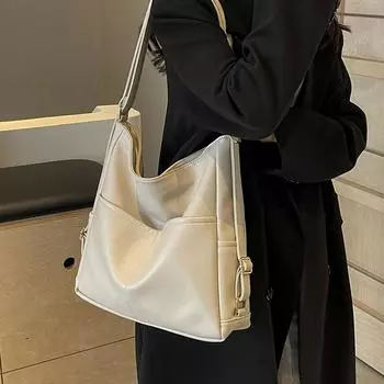 Премиальная сумка из мягкой кожи для осени и зимы, женская вместительная сумка для трех целей, сумка-тоут для поездок на работу, многофункциональный рюкзак, наклонная спина чёрный