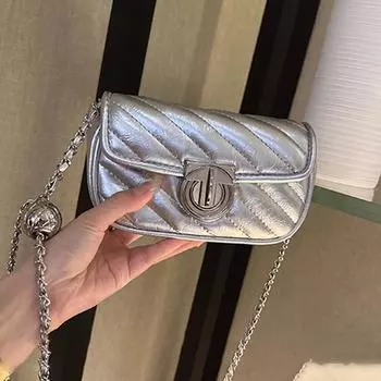 Премиальная сумка, модная маленькая сумка-цепочка Fragrant Wind Rhombus, универсальная сумка-мессенджер через плечо серебряный