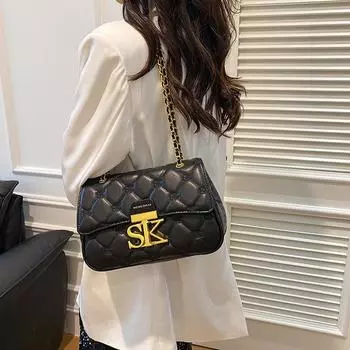 Премиальная сумка с цепочкой из бриллиантов, женская сумка 2024 года, новая модная маленькая квадратная сумка, модная сумка через плечо белый