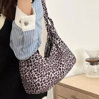Премиальная сумка с леопардовым принтом, женская, ленивая, повседневная, универсальная, подмышечная сумка, модная сумка через плечо коричневый