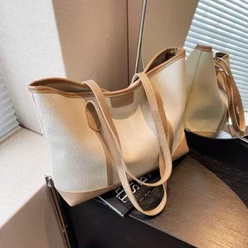 Премиальная сумка-тоут для поездок на работу, женская сумка через плечо, большая вместимость, 2024, новая модная ретро-универсальная осенняя женская сумка чёрный