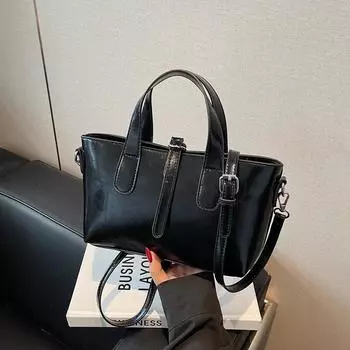 Премиальная сумка-тоут женская новая модная трендовая сумка на плечо популярная сумка-мессенджер для поездок на работу чёрный