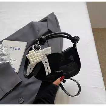 Премиальная сумка женская летняя новая модная сумка-мессенджер повседневная на одно плечо под мышкой сумка-пельмень чёрный