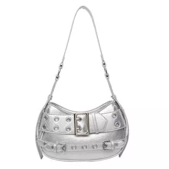 Премиальная сумка Женская мода Простая маленькая квадратная сумка Тренд Повседневная сумка через плечо серебряный