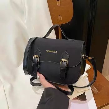 Премиальная сумка женская сумка 2024 новая универсальная ретро портативная маленькая квадратная сумка модная сумка через плечо сумка-мессенджер чёрный