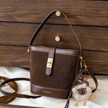 Премиальная сумка женская сумка ретро сумка мессенджер популярная замшевая переносная сумка-ведро no pendant