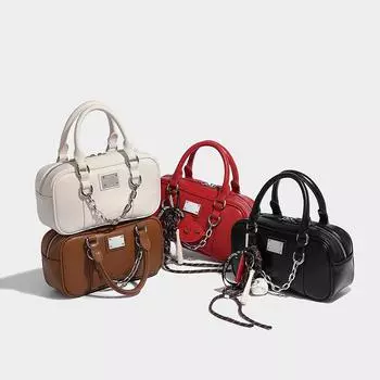 Премиальная текстура Бостон 2024 осень и зима новая модная портативная универсальная сумка на одно плечо с косым креплением красный